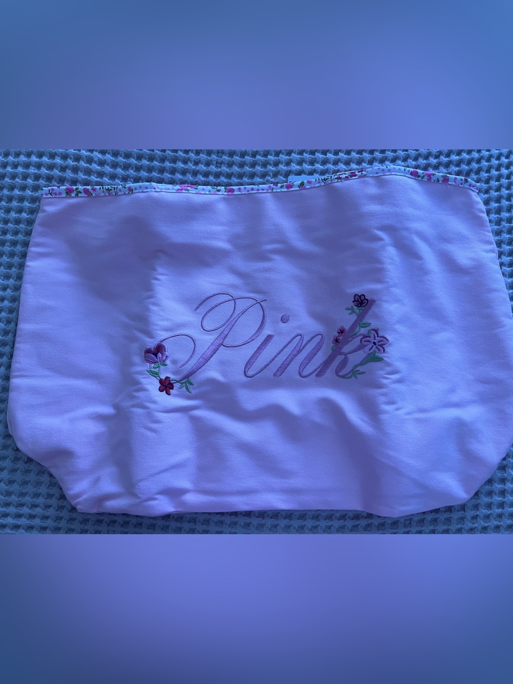 Victoria’s Secret PINK Canvas Tote Bag Embroidered Brand New Large